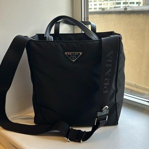 Black prada tote bag